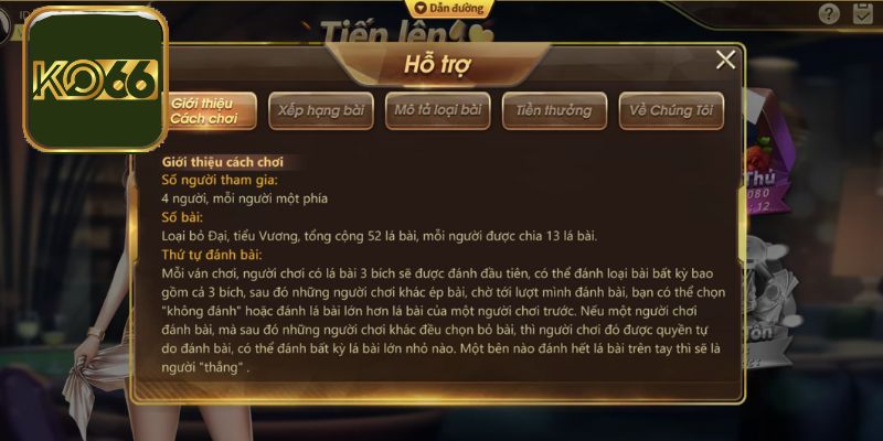 Ván game tiến lên Ko66 minh bạch, công bằng