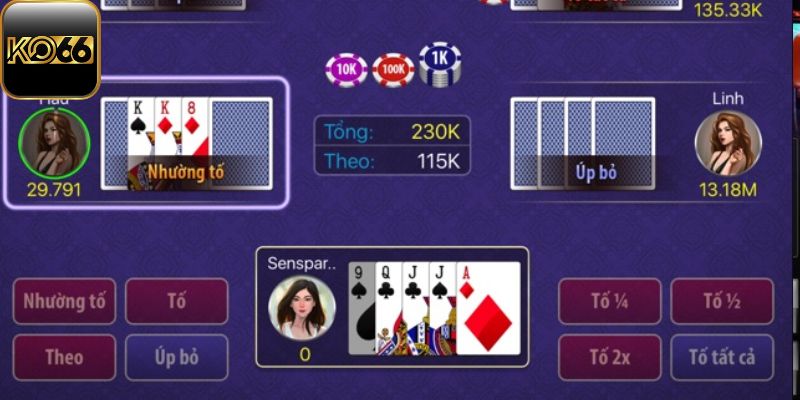 Các vòng cược trong game Xì tố